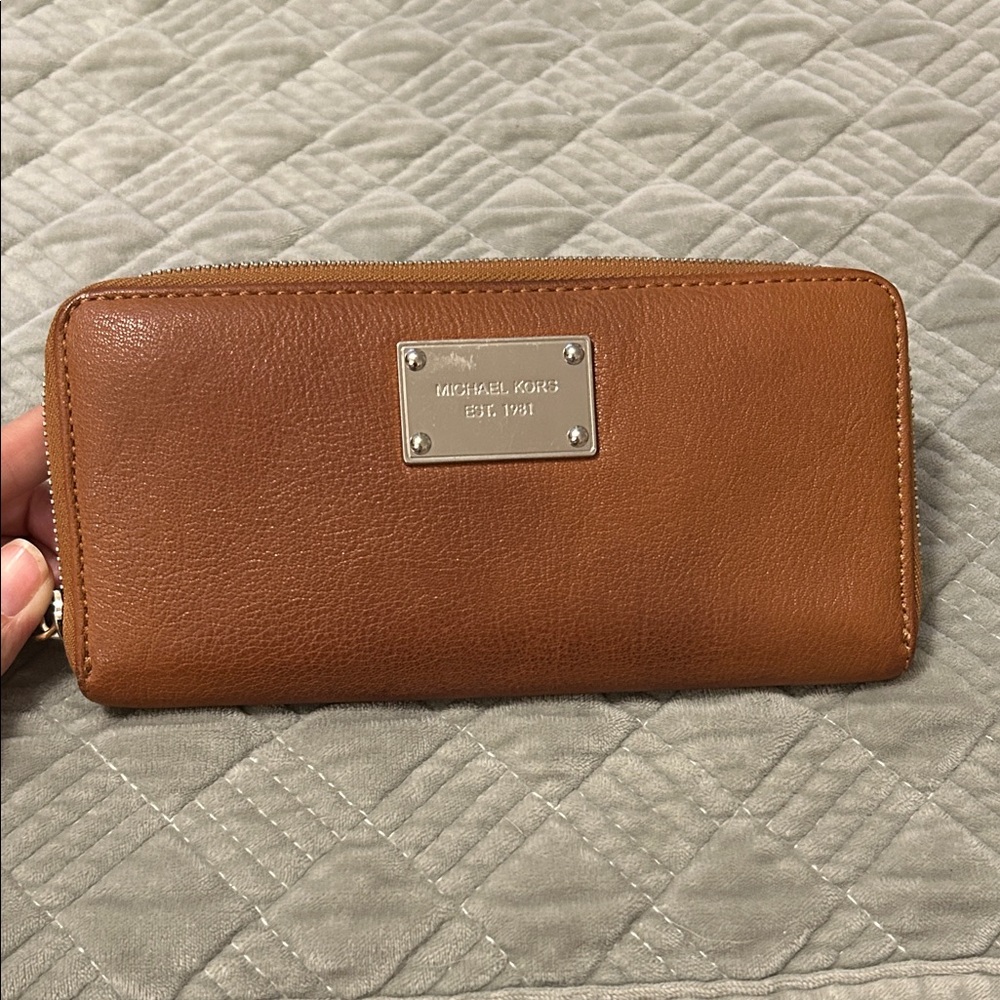 Michael Kors Tan Leather Zip Wallet
